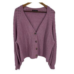 Lane Bryant Womens Purple Long Sleeve Button Front Knit Cardigan Size 18/20